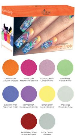 Rainbow Candy® Collection Kit - набор цветных акриловых пудр с блестками «Карамельная радуга»